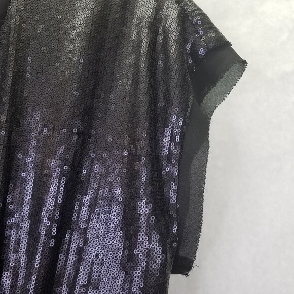 Banana Republic BR Sequined Sheath Dress 6 Matte Black Crossover Surplice Mini - Picture 4 of 14